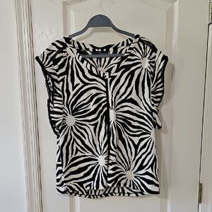 Fred David Zebra Print Blouse in Black and White